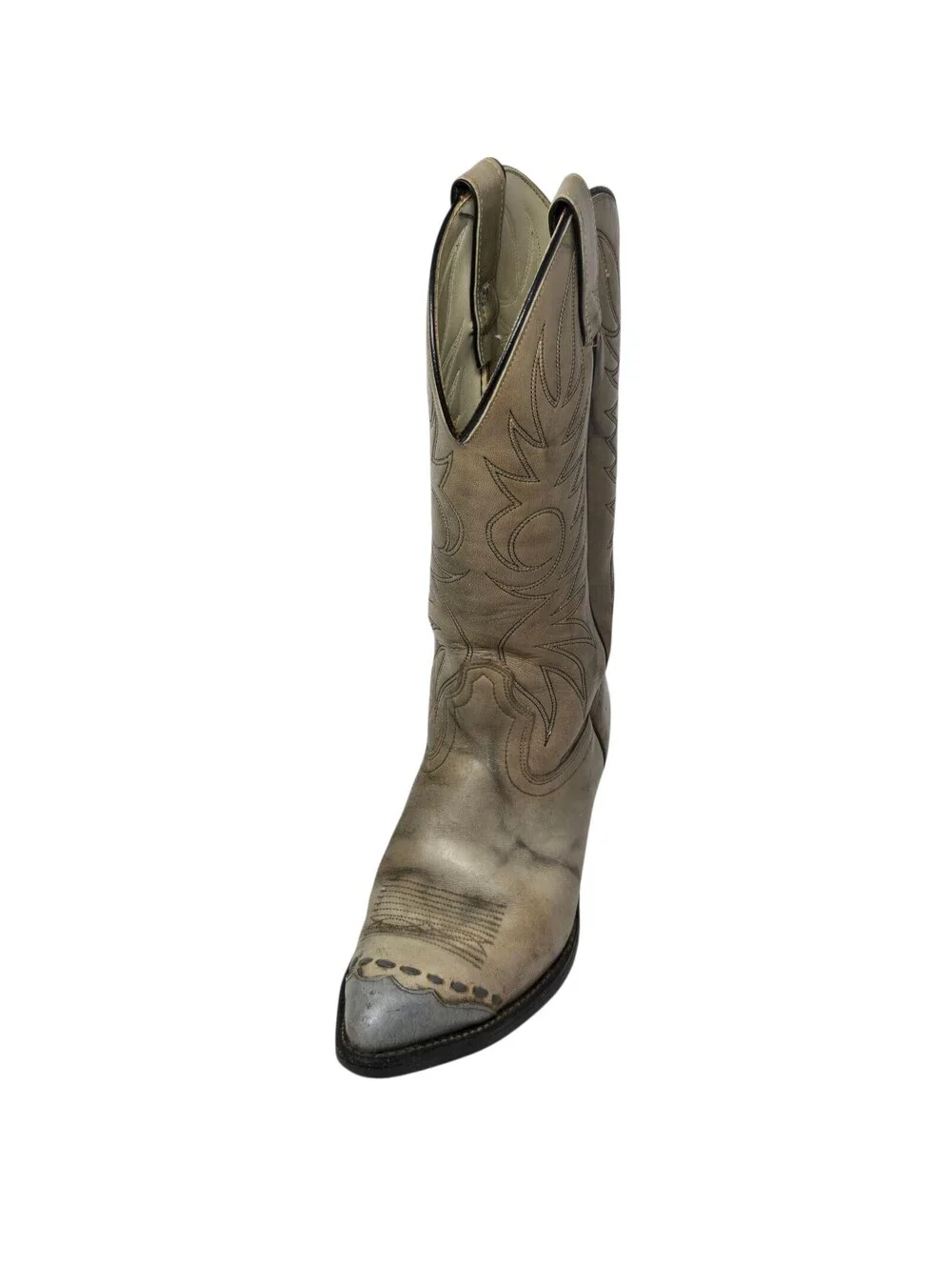 Vintage Acme Cowboy Boots Two Tone Gray Leather Size 7 1/2 EW